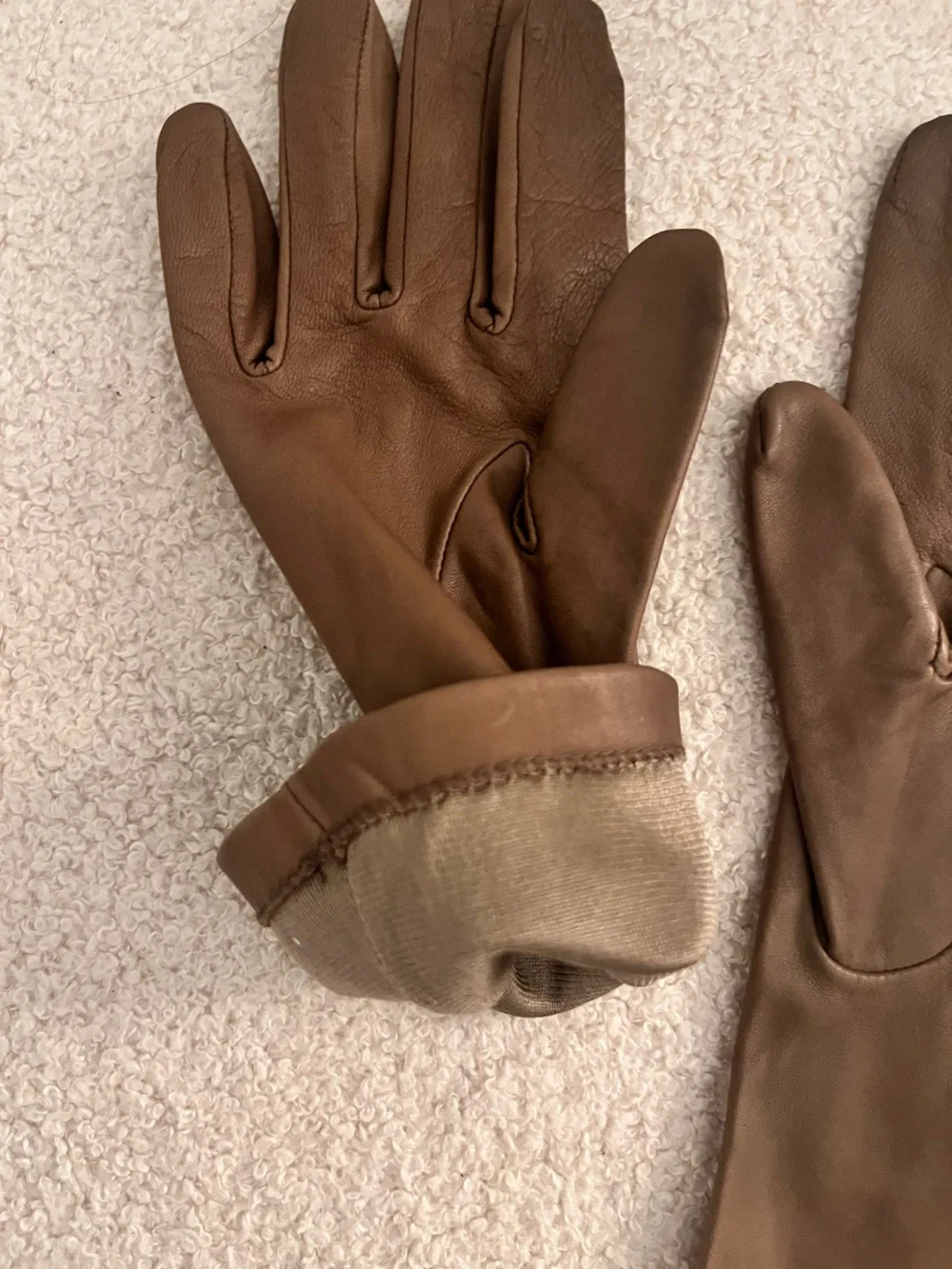 Lord & Taylor Vintage Brown Genuine Leather Gloves Silk Lining